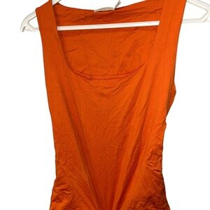 Zara Basics orange square neck sleeveless stretch top M